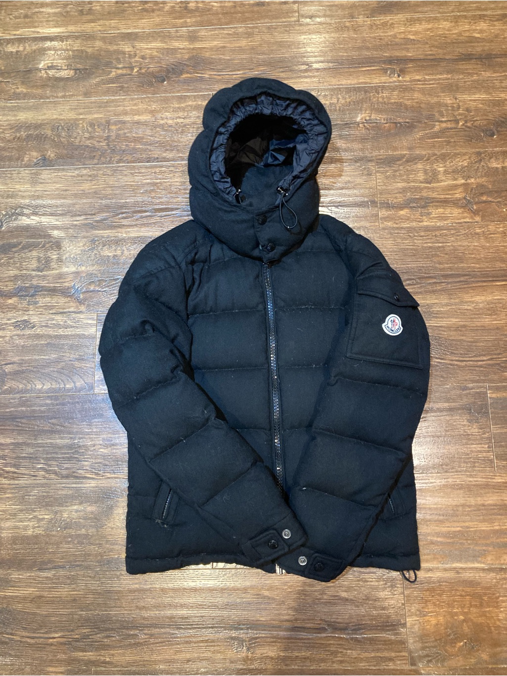 Moncler Black Quilted Down Jacket Interior Label